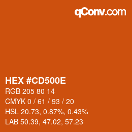 Color code: HEX #CD500E | qconv.com