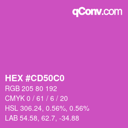 カラーコード: HEX #CD50C0 | qconv.com