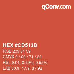 Color code: HEX #CD513B | qconv.com