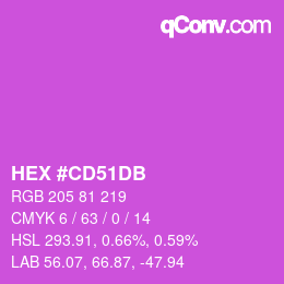 颜色代码: HEX #CD51DB | qconv.com