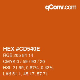 颜色代码: HEX #CD540E | qconv.com