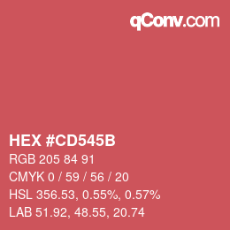 カラーコード: HEX #CD545B | qconv.com