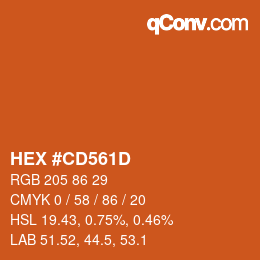 Color code: HEX #CD561D | qconv.com