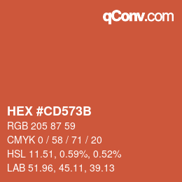 Color code: HEX #CD573B | qconv.com