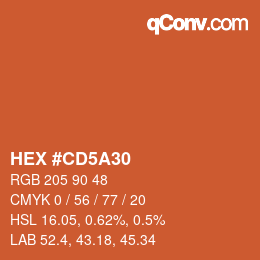 Farbcode: HEX #CD5A30 | qconv.com