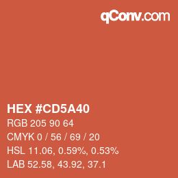 Color code: HEX #CD5A40 | qconv.com