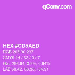 颜色代码: HEX #CD5AED | qconv.com