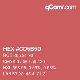 颜色代码: HEX #CD5B5D | qconv.com