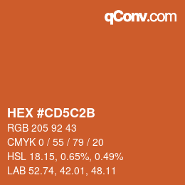 Color code: HEX #CD5C2B | qconv.com
