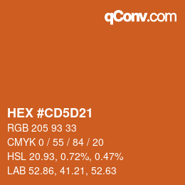 カラーコード: HEX #CD5D21 | qconv.com