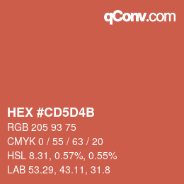 Color code: HEX #CD5D4B | qconv.com