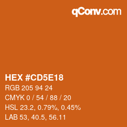 Farbcode: HEX #CD5E18 | qconv.com
