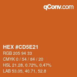 Color code: HEX #CD5E21 | qconv.com