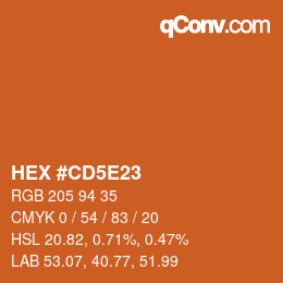 颜色代码: HEX #CD5E23 | qconv.com