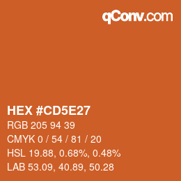 Color code: HEX #CD5E27 | qconv.com