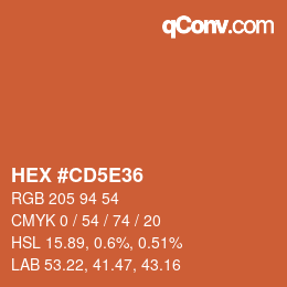 カラーコード: HEX #CD5E36 | qconv.com
