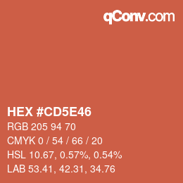 カラーコード: HEX #CD5E46 | qconv.com