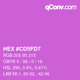 Farbcode: HEX #CD5FD7 | qconv.com