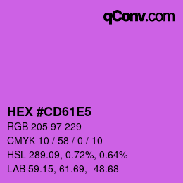 颜色代码: HEX #CD61E5 | qconv.com