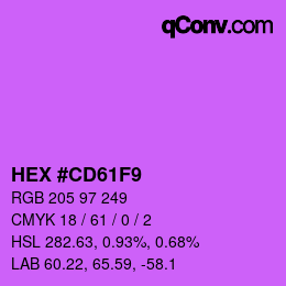 カラーコード: HEX #CD61F9 | qconv.com