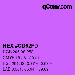 カラーコード: HEX #CD62FD | qconv.com