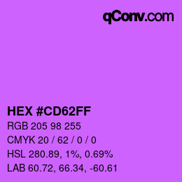 Color code: HEX #CD62FF | qconv.com