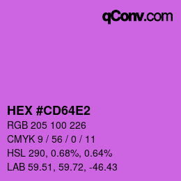 カラーコード: HEX #CD64E2 | qconv.com