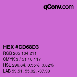 Color code: HEX #CD68D3 | qconv.com