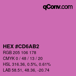 颜色代码: HEX #CD6AB2 | qconv.com