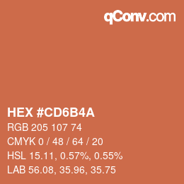 カラーコード: HEX #CD6B4A | qconv.com