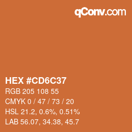 颜色代码: HEX #CD6C37 | qconv.com