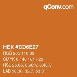 カラーコード: HEX #CD6E27 | qconv.com