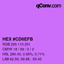 カラーコード: HEX #CD6EFB | qconv.com