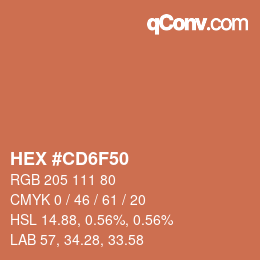 カラーコード: HEX #CD6F50 | qconv.com