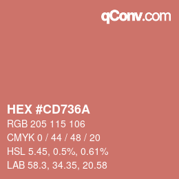Farbcode: HEX #CD736A | qconv.com