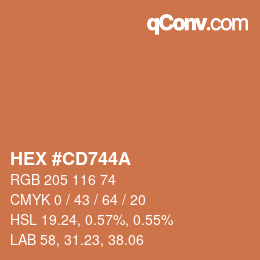 Color code: HEX #CD744A | qconv.com