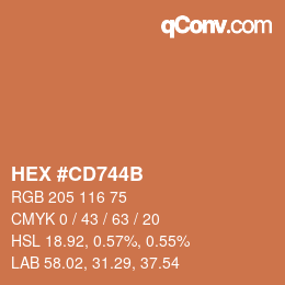 Color code: HEX #CD744B | qconv.com