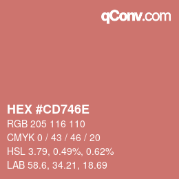 Color code: HEX #CD746E | qconv.com