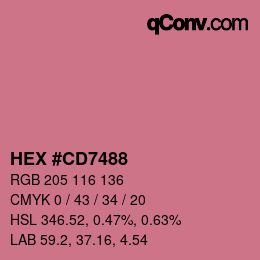 カラーコード: HEX #CD7488 | qconv.com