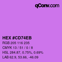 Color code: HEX #CD74EB | qconv.com