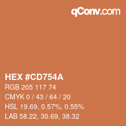 Color code: HEX #CD754A | qconv.com