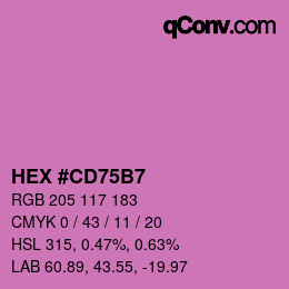 颜色代码: HEX #CD75B7 | qconv.com