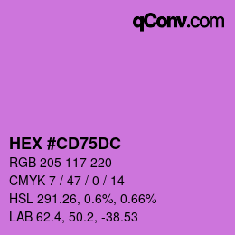 颜色代码: HEX #CD75DC | qconv.com