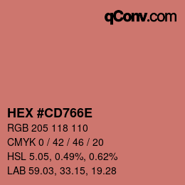 カラーコード: HEX #CD766E | qconv.com