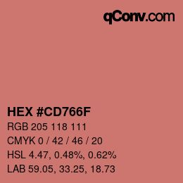 Color code: HEX #CD766F | qconv.com