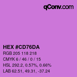 Color code: HEX #CD76DA | qconv.com