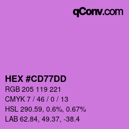 Color code: HEX #CD77DD | qconv.com