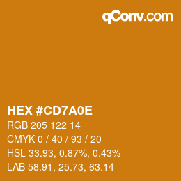 Color code: HEX #CD7A0E | qconv.com