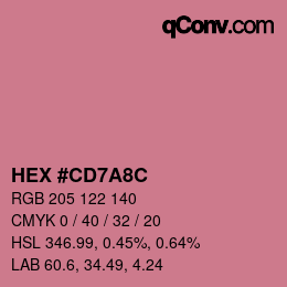 颜色代码: HEX #CD7A8C | qconv.com
