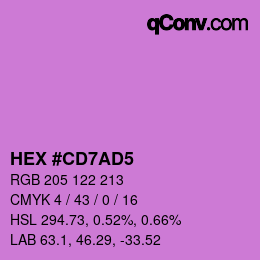 カラーコード: HEX #CD7AD5 | qconv.com